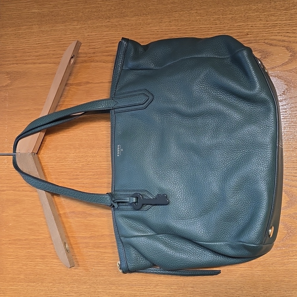 Fossil Dark Green Leather Tote